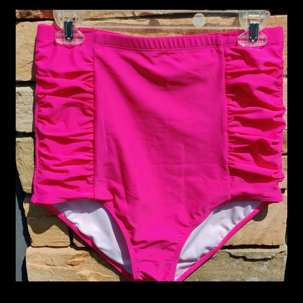 🌺Coral Reef Hot Pink Ultra High Swim Bottoms!🌺